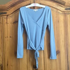 Vintage Y2K Ultra Flirt Soft Blue Ballet Wrap Blouse